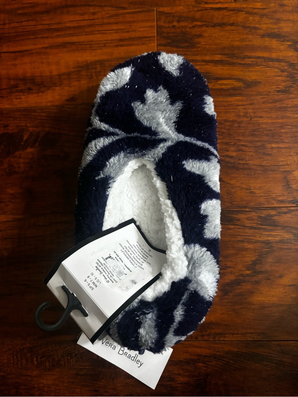 Vera Bradley NWT House Shoes NEW Navy White Fuzzy No-Show Slipper Socks